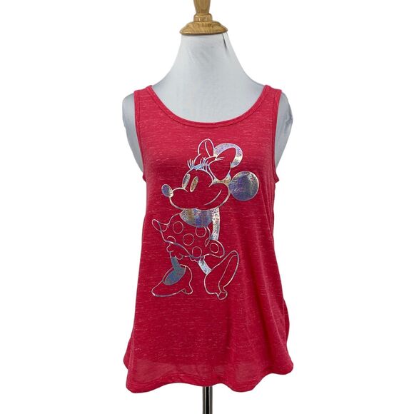 Disney Minnie Mouse Tank Top Women S Small Watermelon Silver Sleeveless Droptail - Picture 1 of 10